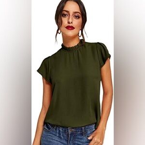 Elegant Olive Green Women's Top